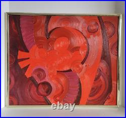 MID Century Modern Painting Abstract Expressionism Signed L. Brennan Vtg 1960's