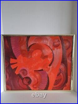 MID Century Modern Painting Abstract Expressionism Signed L. Brennan Vtg 1960's