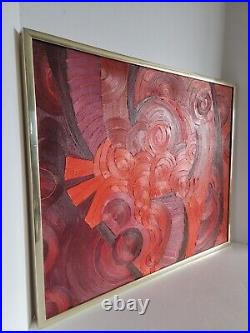 MID Century Modern Painting Abstract Expressionism Signed L. Brennan Vtg 1960's
