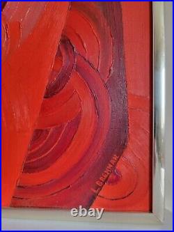 MID Century Modern Painting Abstract Expressionism Signed L. Brennan Vtg 1960's