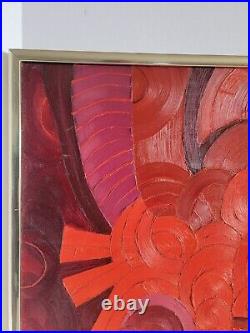 MID Century Modern Painting Abstract Expressionism Signed L. Brennan Vtg 1960's