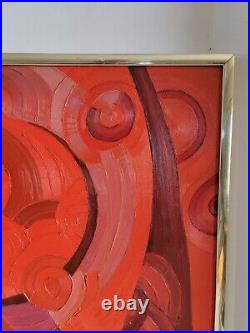 MID Century Modern Painting Abstract Expressionism Signed L. Brennan Vtg 1960's