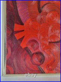 MID Century Modern Painting Abstract Expressionism Signed L. Brennan Vtg 1960's