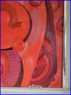 MID Century Modern Painting Abstract Expressionism Signed L. Brennan Vtg 1960's
