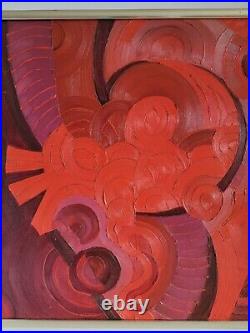 MID Century Modern Painting Abstract Expressionism Signed L. Brennan Vtg 1960's