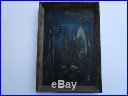 MID Century Painting Abstract Cubist Cubism Surrealism American 1950's Vintage