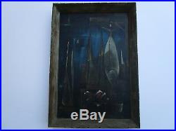 MID Century Painting Abstract Cubist Cubism Surrealism American 1950's Vintage