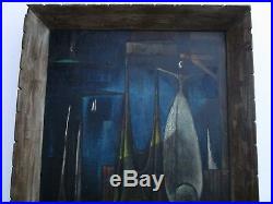 MID Century Painting Abstract Cubist Cubism Surrealism American 1950's Vintage