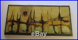 MID Century Painting Large Schroeder Signed Sofa Wide Abstract Expressionism Vtg