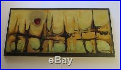 MID Century Painting Large Schroeder Signed Sofa Wide Abstract Expressionism Vtg