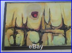 MID Century Painting Large Schroeder Signed Sofa Wide Abstract Expressionism Vtg