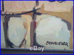 MID Century Painting Large Schroeder Signed Sofa Wide Abstract Expressionism Vtg