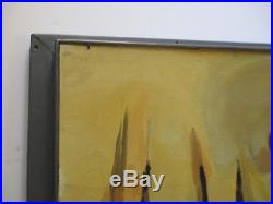 MID Century Painting Large Schroeder Signed Sofa Wide Abstract Expressionism Vtg