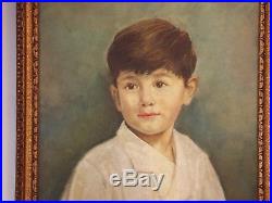 MODERN BRITISH Oil Painting Vintage Portrait of Boy. Indistinctly Signed c1950