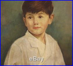 MODERN BRITISH Oil Painting Vintage Portrait of Boy. Indistinctly Signed c1950