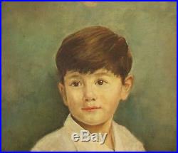 MODERN BRITISH Oil Painting Vintage Portrait of Boy. Indistinctly Signed c1950