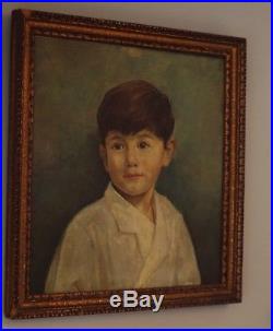 MODERN BRITISH Oil Painting Vintage Portrait of Boy. Indistinctly Signed c1950