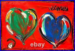 MODERN? ORIGINAL OIL? PAINTING? VINTAGE? IMPRESSIONIST? ART HEARTS SIGNED ABSTRAthCT