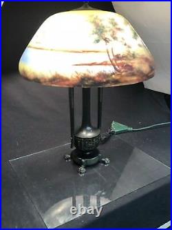 MOE BRIDGES ORIGINAL VINTAGE REVERSE PAINTED LAMP MODEL 195 c. 1920s SIGNED