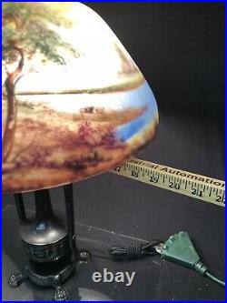 MOE BRIDGES ORIGINAL VINTAGE REVERSE PAINTED LAMP MODEL 195 c. 1920s SIGNED