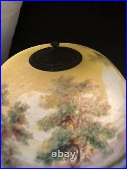 MOE BRIDGES ORIGINAL VINTAGE REVERSE PAINTED LAMP MODEL 195 c. 1920s SIGNED