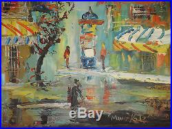 MORRIS KATZ (1932-2010) PARIS SETTING 1985 Signed Vintage Oil Painting FRAMED