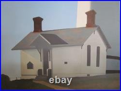 MURAL SIZE AUTHENTIC VINTAGE OIL PAINTING fine art LIGHT HOUSE 58 X 44 AIRBRUSH