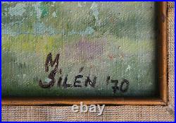 M Silén Venezuela El Milagro Oil On Canvas Painting, Signed, Framed, Vintage