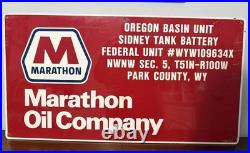 Marathon Oil Company Vintage Painted Metal Oil Industry Sign Oregon Basin Marathon Oil Company Vintage Painted Metal Oil Industry Sign Oregon Basin