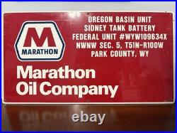 Marathon Oil Company Vintage Painted Metal Oil Industry Sign Oregon Basin