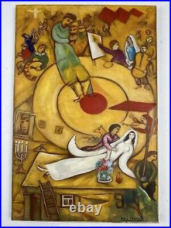 Marc Chagall (Handmade) Oil Painting on canvas signed and stamped VTG ART