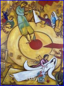 Marc Chagall (Handmade) Oil Painting on canvas signed and stamped VTG ART