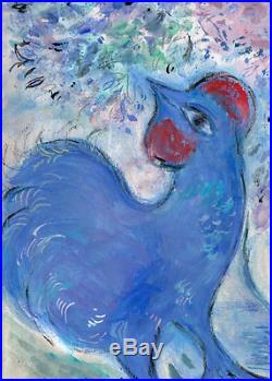 Marc Chagall Original Hand Signed Painting Vintage Artwork Lovers Modernism Rare