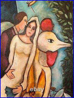 Marc Chagall painting, oil on canvas, signed & stamped