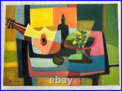 Marcel Mouly Painting on canvas (handmade) vtg art signed and stamped