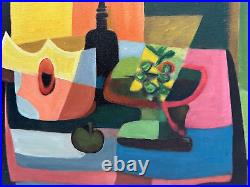 Marcel Mouly Painting on canvas (handmade) vtg art signed and stamped