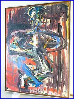 Marek Wojtowicz VINTAGE FIGURAL ABSTRACT EXPRESSIONIST OIL PAINTING Signed