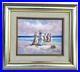 Marie Charlot Signed Oil Painting Elegant Women at Beach- Vtg Mid-Century Art