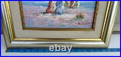 Marie Charlot Signed Oil Painting Elegant Women at Beach- Vtg Mid-Century Art