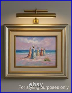 Marie Charlot Signed Oil Painting Elegant Women at Beach- Vtg Mid-Century Art