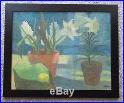 Martindale Signed Vintage MID Century Modernist Floral Lily Still Life Painting