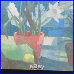 Martindale Signed Vintage MID Century Modernist Floral Lily Still Life Painting