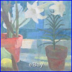 Martindale Signed Vintage MID Century Modernist Floral Lily Still Life Painting