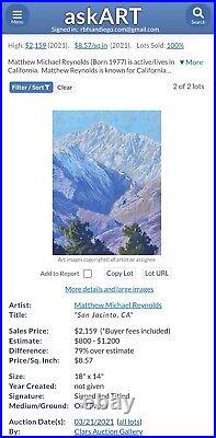 Matthew Reynolds Listed California Plein Air Desert Mountain Oil Painting Signed