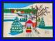 Maud Lewis drawing and painting on old paper signed stamped vintage
