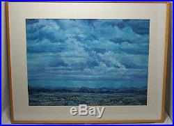 Maxine Price Signed Framed Matted Original Texas Landscape Cloud Painting