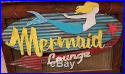 Mermaid Mid-Century Retro Painted Metal Sign FREE SHIPPING