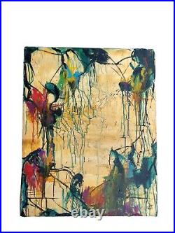 Mid Century Modern MCM Retro Vintage Abstract SIGNED AUTHENTIC Oil PAINTING