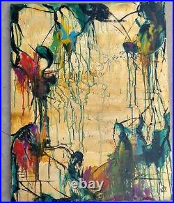 Mid Century Modern MCM Retro Vintage Abstract SIGNED AUTHENTIC Oil PAINTING