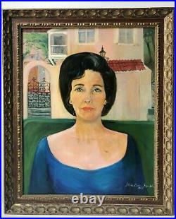 Mid-Century Original Female Portrait Painting Canvas SIGNED'65 Vintage Painting